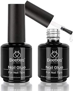 beetles Gel Polish Beetles Gel Nail Polish, 1 Pcs 15ml Audrey Black Color 5 in 1 Nail Glue and Base Gel Kit for Acrylic Nails,2 Pcs 15ml Super Strong Brush in Nail Gel Glue for False Nails Tips