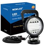 WOWLED Magnetic LED Work Light Bar 12V, 72W Combo Beam Portable Magnetic Base LED Light Pod, Magnets mount LED Light with Car Cigarette Plug & ON/OFF Switch for Car SUV Truck RV Boat 4x4 Camping