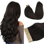 DOORES Human Hair Extensions Tape in Dark Brown 24 Inch 20pcs 50g Tape in Hair Extensions Human Hair Remy Skin Weft Hair Extensions Natural Hair Extensions Straight