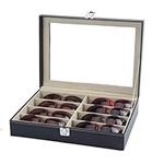 Youyijia Sunglasses Storage Sunglasses Case Sunglasses Organiser with Clear Glass PU Leatherette 8 Grid Sunglasses Organizer Box Sunglass Storage Case Box for Women & Men