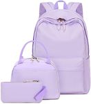 BLUBOON School Backpack Set Girls Womens Laptop Bookbag Casual Daypack Fits 15 inch Laptop with Lunch Tote Bag & Pencil Bag, Provence Lavender, Daypack Backpacks (E9562-3)