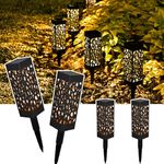 GIGALUMI Solar Lights Outdoor Garden,Solar Lights Waterproof, Outdoor Garden Lights for Lawn, Patio,Yard,Pathway,4 Pack,Warm White,Auto On/Off