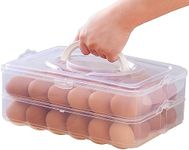 Sooyee Egg Holder, 2-Layer 48 Deviled Egg Tray with Lid Egg Carrier Box Dispenser Container with Handle for 48 Eggs