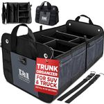 TRUNKCRATEPRO - XL Trunk Organizer For SUV, Car, Truck with 6 Compartments Adjustable Collapsible Portable Non-Skid Premium Cargo Storage Truck Organizer W Straps, Heavy Loads (Extra Large, Gray)