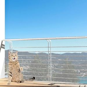 KuyatE Cat Balcony Fence net, 10x2.6 feet Anti-Fall net PET Children's Balcony Fence net, pet Safety net Balcony Screen, Crib Stairs Terrace Balcony Railing Cover, Suitable for Children and Pets