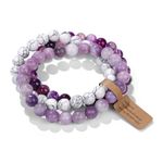 Natural Gemstone Bracelet Amethyst Bracelet Crystal Beaded Stretch Bracelets Purple Healing Spiritual Anxiety Bead Bracelets Semi-Precious Bracelets Crystal Jewelry for Women Men