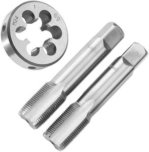 Aceteel M24X1 Hand Tap and Die Set, M24X1mm Metric Threading Hand Tap and Round Threading Die Right Hand