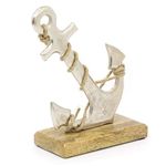 Carousel Home Gifts 18cm Nautical Silver Metal Ships Anchor | Seaside Ornament Decoration On Stand | Aluminium Boat Anchors