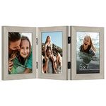 Americanflat Hinged 3 Picture Frame 5x7 with Shatter-Resistant Glass - Signature Collection - Foldable Picture Frame for Tabletop Display - Driftwood