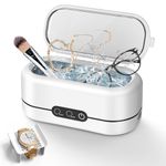 BYASKZIV Ultrasonic Jewelry Cleaner, 48KHz Ultrasonic Cleaner Machine with Dual Cleaning Modes for Jewelry, Eyeglasses, Rings, Watch Strap-304 Stainless Steel Tank - White