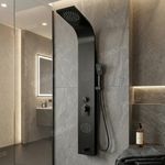 Backline Shower Panels For Bathroom SS 304 Grade | Black Mixer Showers Hot & Cold Water Adjustable Over Head Shower | Hand Shower | Body Mist Spray | Water Spout (Black Matt)
