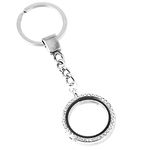 Crystal Round Floating Glass Locket Memory Keyring Charm Silver Color Professional and Attractive