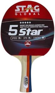 STAG GLOBAL 5 Star Table Tennis (T.T) Racket| Premium ITTF Approved Rubber| Beginner-Intermediate Series T.T Racket | Pro Custom Designed Comfortable Grip Paddle