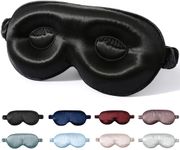 ZIMASILK Adjustable Silk Contour Sleep Mask, 100% 22 Momme Mulberry Silk Eye Mask, Designed for Long Lashes and Eyelash Extensions, Comfortable Eye Sleeping Mask with Pure Silk Filler (Black)