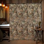 VISI-ONE Realtree Edge Camouflage Shower Curtains, 72" x 72" Inch, Forest Camo and Rustic Theme, Perfect for Bathtub and Bathroom, Brown