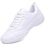 WUIWUIYU Girls Lace-Up School Chearleading Shoes Sports Dancing Sneakers Size 9 UK White B