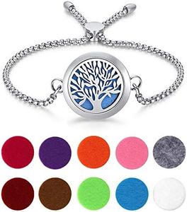 OIDEA Stainless Steel Women's Adjustable Bracelet Silver Aromatherapy Essential Oils Diffuser Hollow Floating Locket Photo Locket Pendant, Stainless Steel