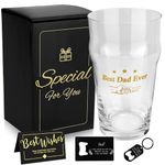 JOONYOEE Beer Pint Glasses Gifts for Dad,Personalised Drinking Glass Birthday Gift Set for Dad & Men, Fathers Day Daddy Ideas Presents from Daughter, Son, 19 Oz