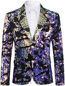 Boys Slim Fit Blazer Shiny Fashion Tuxedo Suit Jacket Sequin Notched Lapel 7 Years