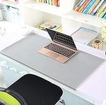 Office Leather Desk Pad with Edge Protector, Smooth Writing Mat Desk Mat for Laptop Keyboard, Large Waterproof Mouse Pad with L-Shaped Front Profile for Office Home