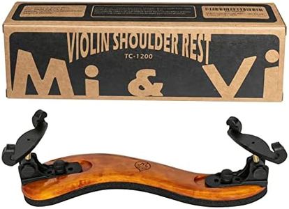 MI&VI Violin Shoulder Rest - Real Maple Wood, Round, Collapsible, Adjustable, Excellent Support Grip (Violin 4/4-3/4& Viola 14"-13")