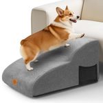 Pawchop Dog Ramp, 2-Steps Waterproof Dog Steps for Sofa, High Density Foam Dog Stairs for Small Dogs and Pets, Non-Slip Gentle Slope Pet Step with Washable Cover - Grey, 55 x 40 x 30cm