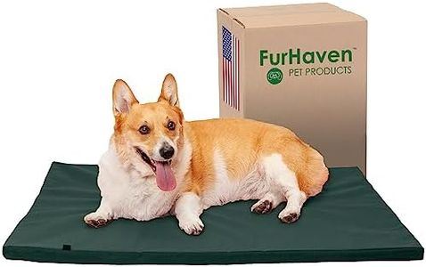 FurHaven Pet Kennel Pad | Reversible Two-Tone Water-Resistant Crate or Kennel Pad Pet Bed for Dogs & Cats, Green, Large
