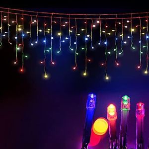 Jingle Jollys Christmas Lights Multi Colour LED Icicle Light, Outdoor Decorations, 12.5M Long 500 Bulbs Solar Powered Water Resistant for Home Indoor Wedding Party Festival Decor