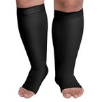 KEKING Compression Stockings, Knee High Compression Socks 20-30mmHg Firm Support, Opaque, Open-Toe, Unisex, Maternity Pregnancy, Varicose Veins, Swelling, Pain Relief, Shin Splint, Black XL