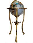 Unique Art 36-Inch by 13-Inch Floor Standing Pearl Ocean Gemstone World Globe with Gold Tripod