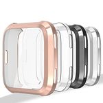 Hianjoo [4-Pack] Screen Protectors Compatible with Fit bit Versa/Special Edition, Slim Protective Case Cover Replacement for Fit bit Versa/Special Edition - Rose Gold, Silver,Transparent,Black