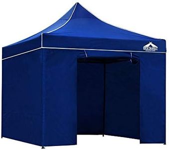 Instahut 3x3M Gazebo, Pop Up Camping Tent Marquee Folding Blue Gazebos Garden Outdoor Wedding Party Canopy Patio Carport, Water Resistant and UV Removable Sidewalls Carry Bag