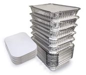 55 PACK - Aluminum Foil Pan Containers with Lids Take Out Pans Food Containers Disposable Easy Pack From Spare – 2.25Lb Capacity 8.5" x 6" x 3" – BIG Size