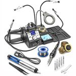 X-Tronic 3060-PRO • 75W Soldering Iron Station • 4 Helping Hands • Silicone Tool Mat • 5 Extra Tips • Roll of Solder • Tweezers • Solder Sucker • Brass Sponge/Flux • C/F, Calibration & Sleep Features!