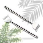 Qa (Pack Of 2) Adjustable Portable Extendable Back Scratcher, Portable Scratching Tool for Back Home Outdoor, Anti Itch Claw Tickle Stick, Tetractable Claw Metal Hand Massager Tools with Pocket Clip.