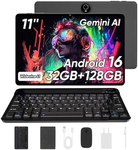 11 Inch Android 16 Tablet with Keyboard, 32GB RAM 128GB ROM, 8000mAh, Black