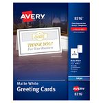 Avery Printable Greeting Cards with Envelopes, Half-Fold, 5.5" x 8.5", Matte White, 30 Blank Greeting Cards for Inkjet Printers (08316)