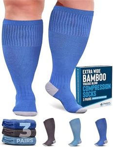 Doctor's Select 3 Pairs Plus Size Compression Socks Wide Calf | Bamboo Viscose Knee High Socks for Circulation Support | Compression Socks for Nurses, Travel, Running | Blue, Teal, Dark Gray