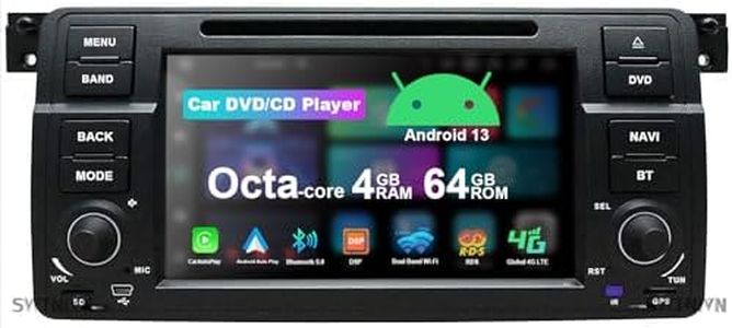 SWTNVIN CarPlay & Android Auto Car Stereo Radio Android 13 DVD Player for BMW 3 Series E46 Rover MG ZT 1999-2005 Built-in 4G LTE Dual WiFi DSP BT5.0 GPS SWC 7 inch IPS Octa-core 4+64G