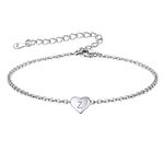 FOCALOOK Womens Bracelets Sterling Silver Jewelry Initials Z Charm Stylish Heart Bracelets Chain 6.3+2"