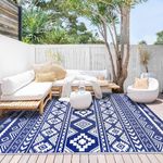 Famibay Outdoor Rug Waterproof Patio Rugs Large Garden Rug Camping Mat Portable Picnic Blanket Outdoor Floor Mat for Balcony Deck Backyard Porch Beach BBQ