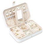 V-Lafuy Jewelry Travel Organizer, Travel Jewelry Case Travel Jewelry Organizer Travel Jewelry Boxes for Women Portable Jewelry Case Travel, White A