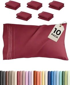 King Pillow Cases Set of 10 - Ultra Soft Hotel Quality Pillowcase Covers - Comfy & Wrinkle Free - Shrink, Stain & Fade Resistant - Easy-Care, Machine Washable Pillow Protectors - 10 Pcs Set - Burgundy