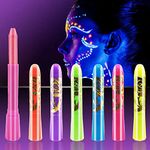 Face Paint Crayons Glow In The Dark Body Painting Kit Under UV and Black Light Makeup Non-Toxic for Halloween Masquerades Easter Festivals Party Supplies (6 Colors)