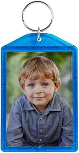 Snapins Blue 2" x 2.875" Translucent Sparkle Photo Keychains - Pack of 144