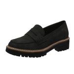 Penny Loafers for Women Comfort Suede Platform Chunky Slip on Moccasin Shoes for Work, Causal Women's Lug Sole Loafers US Size 5-12, Black, 9