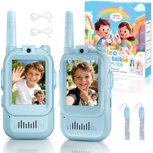 Video Walkie Talkies for Kids Ages 3-12, 2 Pack Rechargeable Video Intercom Toys with Camera, Indoor Outdoor Adventure Games for Family Camping Hiking Birthday Gifts for Boys Girls (Blue/Blue)