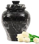 Radicaln Marble Urn 8" Inch Black Handmade Large Memorial Funeral Burial Urns - Cremation Urn for Human Ashes - Pet Urns for Dogs