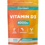 Vitamin D Tablets 4000IU | 400 Count | High Strength Vitamin D3 Supplement | Vegetarian | by Horbaach