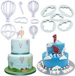 13Pcs/Set Hot Air Balloons & Cloud Fondant Cutter Set, Hot Air Balloons Plastic Cookie Cutter Mold for Baby Shower Cake Topper Decorating Sugar Craft Polymer Clay Cutters